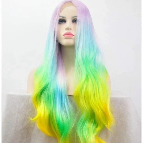 ? 24” MERMAID OMBRÉ BODY WAVY LACE FRONT W… WOW? Sensationnel MERMAID WAVE 26 Human Hair Blend Butta HD  main image 4